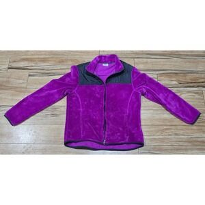 Lolo Lime Purple Fleece Zip Up Jacket Women's Size L Cozy Activewear